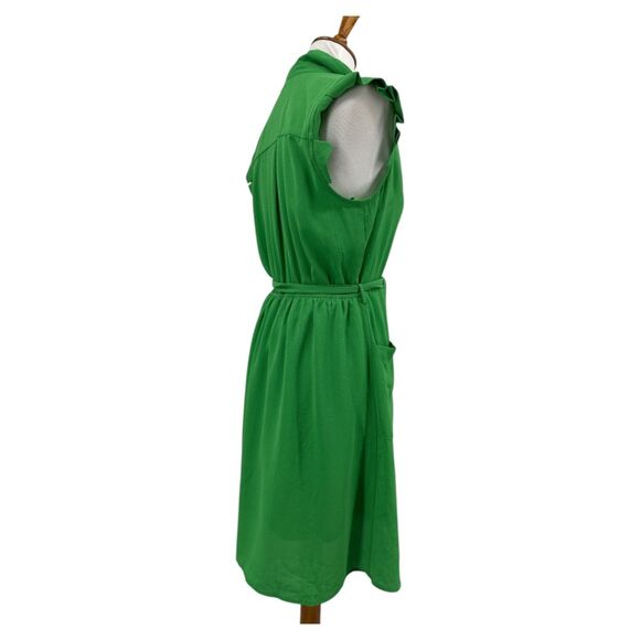 Shirt Dress belted Size Large Women's Green Short Sleeve Monteau LA - Picture 3 of 8